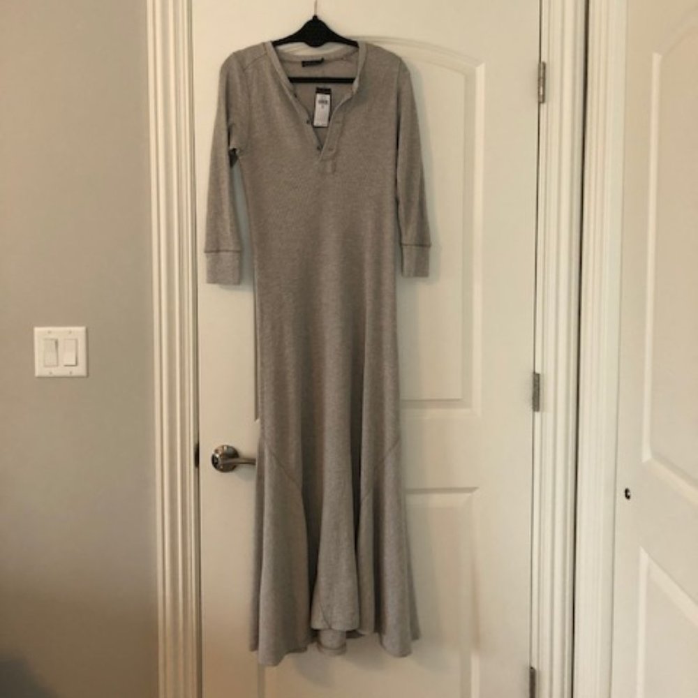 WAFFLE-KNIT HENLEY MAXIDRESS, Polo Ralph Lauren